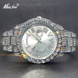 Luxury Diamond Iced Out Adjust Date Day Waterproof Quartz Watch