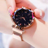 Luxury Starry Sky Women Magnetic Mesh Wristwatch