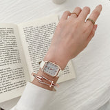 2022 New Square Rose Gold Leather StrapLadies Quartz watch