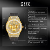 Gold Waterproof Diamond Bezel Chronograph Watch