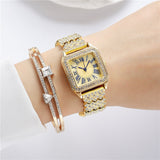 Luxury square Fashion Full Diamond Women Quartz Watch