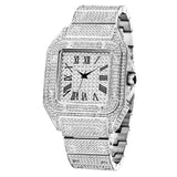 Luxury Iced Out  Hip Hop Bust Down Unisex Diamond Watch, Stainless Steel