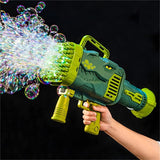 Dinosaur Soap Bubble Gun Machine Toy 32 Holes Electric Automatic Bazooka Bubble Maker Gun Outdoor Party Kids Toys Gifts