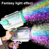 76/80/88 Holes Electric Rocket Bubble Gun With LED Gatling Blowing Soap Water Bow Bubble Machine Outdoor Toys For Children Gifts