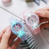 Flash Light Children Watches Kids Silicone Strap Cartoon Dinosaur Unicorn Women Girls Watch Boys Clock reloj infantil