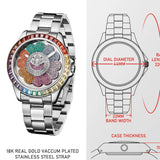 Novelty Watch For Men Funny Rotating Sunflower Dial Stainless Steel Quartz Wristwatch Trendy Diamond Bezel Waterproof