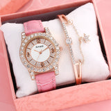 2022 New Simple Diamond Dial Design Ladies Leather Wrist Watch