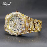 Luxury Quartz Gold Full Diamond Iced Out Wristwatch
