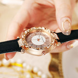 Rhinestone Women Leather Quartz Ladies Watch