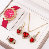 Luxury Fine Ladies WristWatch Present Set Necklace Female's Ring Earring Gift