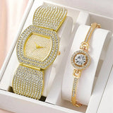 Luxury Full Diamond Women Bracelet Watch Set Fashion Stainless Steel