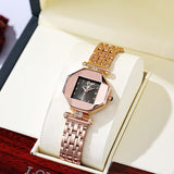 2022 New Fashion Waterproof Rose Gold Casual Color Dial Crystal Scale Stainless Steel Ladies Quartz Watch