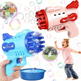 Bubble Gun Electric Automatic Soap Rocket Bubbles Machine Portable Outdoor LED Light Party Toy For Children Birthday Gifts Toys