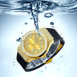 Gold Waterproof Diamond Bezel Chronograph Watch