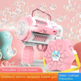 12Holes Electric Bubble Gun Bubble Gun Machine Soap Bubbles Magic Bubble for Bathroom Outdoor Toys for Children Gift