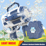 Electric Bubble Gun With Large Capacity Flashing Automatic Blower With Light Music Bubbles Maker For Kid Backpack Bubble Gun