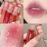 Crystal-frozen Glossy Lip Glaze Cute Pink Bear Lip Gloss Glossy Mirror White Nude Lipstick Non-stick Cup Doodle Lip Makeup