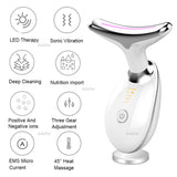 Neck Facial Beauty Machine Skin Tighten Double Chin Anti Reduce Wrinkles Removal Lifting Ions EMS Forhead Massage Tool 24K Serum