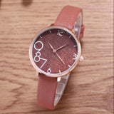Quartz Thin Leather Strap Ladies Wristwatch