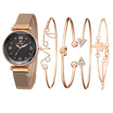5pc/set Luxury Brand Women Watches Starry Sky Magnet Watch Buckle Fashion Casual Female Wristwatch