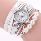 Bracelet Pearls Watch Luxury Fashion Ladies Leather Quartz Watch