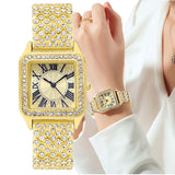 Luxury square Fashion Full Diamond Women Quartz Watch