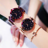 Luxury Starry Sky Women Magnetic Mesh Wristwatch