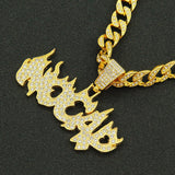 Hip Hop Iced Out Cuban Chain Bling Diamond Letter Rhinestone Pendants Mens Necklace Miami Big Gold Jewelry for Male Boys Choker