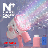 40Hole Bubble Gun Rocket Soap Bubble Machine Electric Space Launcher Children Gift Continues Produce Bubbles with Colorful Light