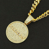 Hip Hop Iced Out Cuban Chains Bling Diamond Letter KONDEBOY Pendant  Mens Necklace Miami Gold Chain Charm Jewelry for Men Choker