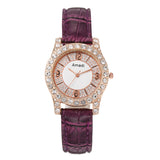 2022 New Simple Diamond Dial Design Ladies Leather Wrist Watch