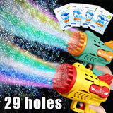 23-29 Holes Angel Bubble Gun Rocket Bubbles Machine Automatic Blower with Bubble Liquid Toy for Kids Bubble Christmas Gift 완구