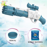 HUIQIBAO 19 Holes Electric Automatic Cartoon Bubbles Gun Rifle Summer Outdoor Beach Bubble Machine Interactive Game Toys for Kid