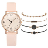 Top Style 5PCS Set Women Luxury Leather Analog Ladies Quartz Wrist Watch