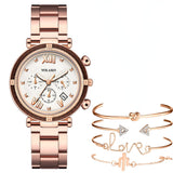 5pcs Set Luxury Women Magnetic Starry Sky Quartz Wristwatch