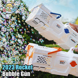 60 Holes Bubble Gun Electric Automatic Rocket Soap Bubble Machine Kid Outdoor Wedding Party Toy LED Light Children's Day Gifts