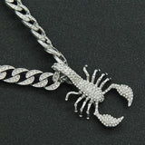 Hip Hop Iced Out Cuban Chains Bling Diamond Rhinestone Animal Scorpion Pendant Necklaces Gold Jewelry for Male Boy Choker Collar