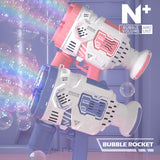 40Hole Bubble Gun Rocket Soap Bubble Machine Electric Space Launcher Children Gift Continues Produce Bubbles with Colorful Light