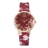 Girl Luxury New Fashion Embossed Flowers Small Fresh Printed Dial Watch