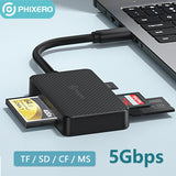 PHIXERO USB A Type C 3.0 Memory Card Reader Multi Lector Adapter for Micro SD SDHC SDXC MMC TF CF MS Pro Duo Stick Switch Camera