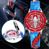 Disney Spiderman Children Watches Leather Strap Luxury Kids Watch Boys Student Wristwatch Clock reloj infantil