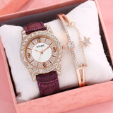 2022 New Simple Diamond Dial Design Ladies Leather Wrist Watch