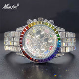 Luxury Men's Watch With Raninbow Diamond Baguette Watch