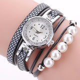 Bracelet Pearls Watch Luxury Fashion Ladies Leather Quartz Watch