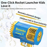 Bubble Gun Rocket 70 Holes Soap Bubbles Machine Gun Shape Automatic Blower With Light Toys For Kids Pomperos Children's Day Gift
