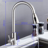 Brushed Nickel Kitchen Faucet Single Hole Pull Out Spout 360 Degree Rotating Mixer Stream Sprayer Head Hot And Cold Mixer Tap