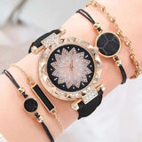 1pc Minimalist Round Dial PU Leather Strap Zinc Alloy Electronic Quartz Watch & 4pcs