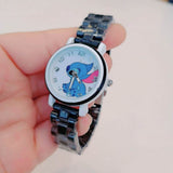 New Disney Stitch Kids Watches For Girls Cartoon animation Children Women Quartz Clock Waterproof School Gift reloj infantil