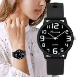 Silicone Minimalist Qualities Big Dial Ladies Quartz Wristwatches