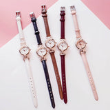 Simple Quartz Wrist Watch PU Leather Strap Mini Thin Dial Watches H9